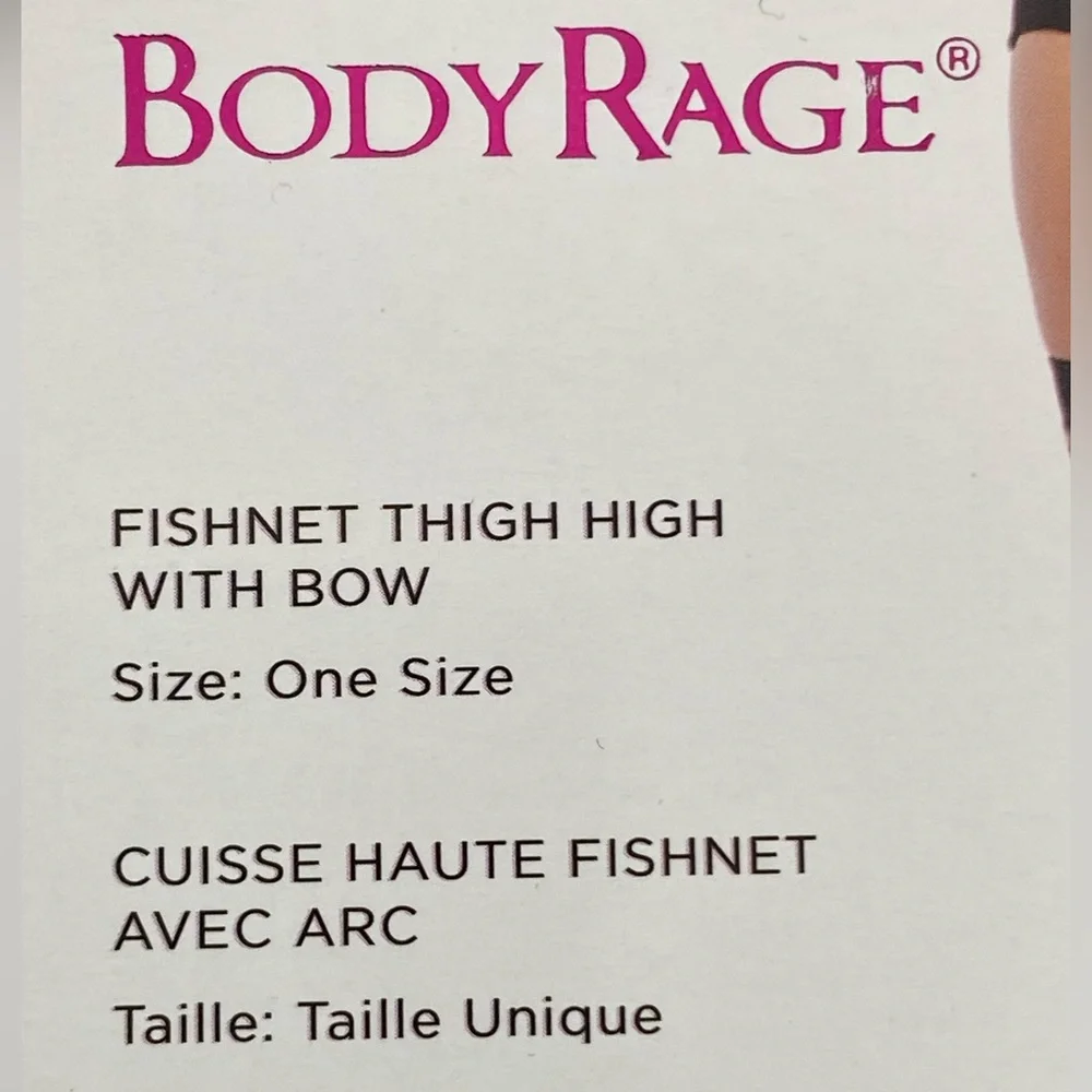 Body Rage black fishnet thigh high with bow women’s one size Spencer’s New